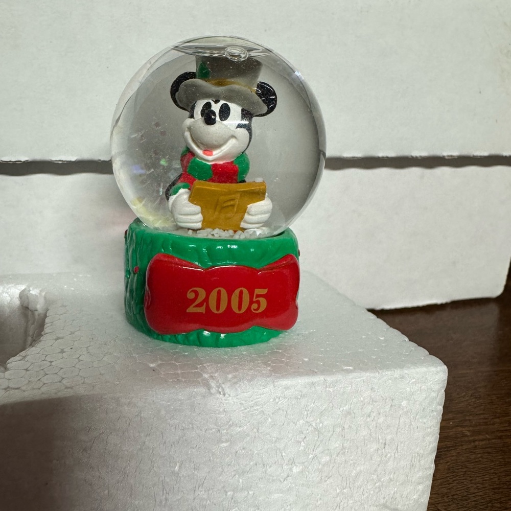 Mickey Mouse Holiday Snow Globe - Green and Red